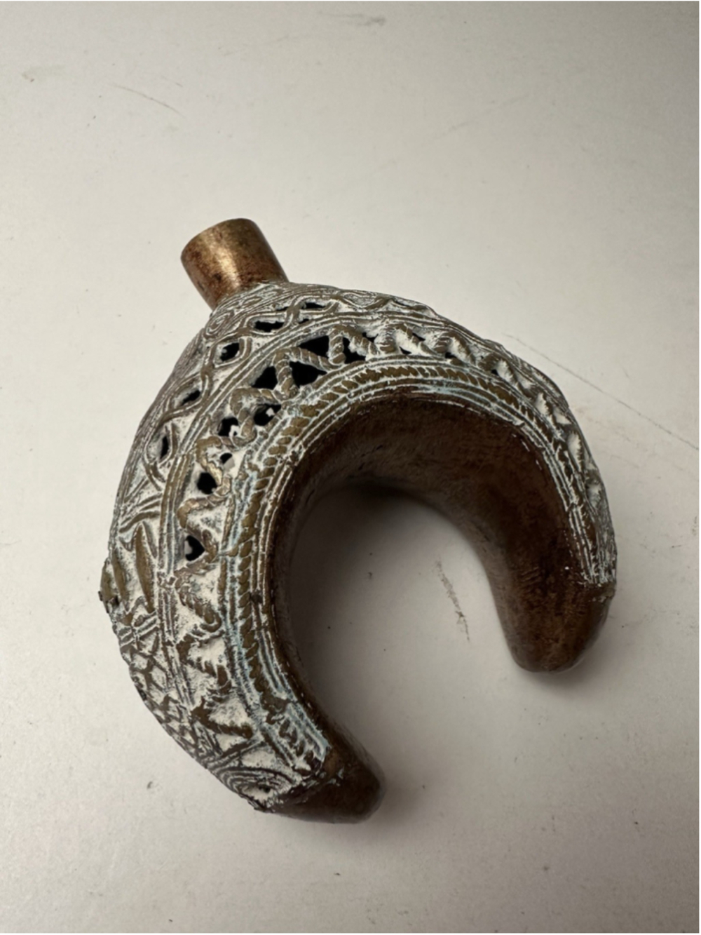 Vintage West African Heavy Cast Brass Manilla Currency Ankle Bracelet Tribal Art